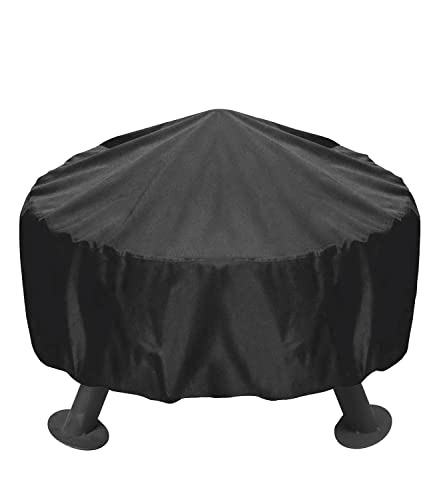Bettermade Feuerschalenabdeckung rund für Feuerstelle 81,3 cm, wasserdichte Outdoor-Feuerschalenabdeckung mit Polyester und PVC-Beschichtung, 32,5 Durchmesser x 16,7 H, Schwarz von Bettermade