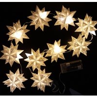 Lichterkette Aus 10 Kleinen Bascetta-sternen Papier in Naturweiß von BettinasBastelBude