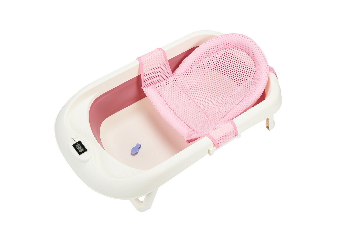 Bettizia Babybadewanne Faltbadewanne Badewanne Babybadewanne mit Abfluss (Rosa mit Kissen) von Bettizia