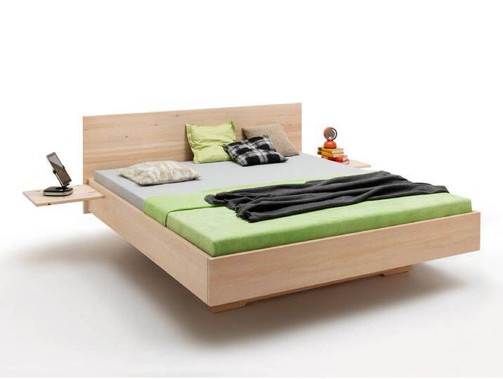 Massivholz - Zirbenbett Nürnberg aus orig. Südtiroler Zirbenholz, 200 x 140cm, metallfreies Schwebebett inkl. Lehne von Bettkonzept