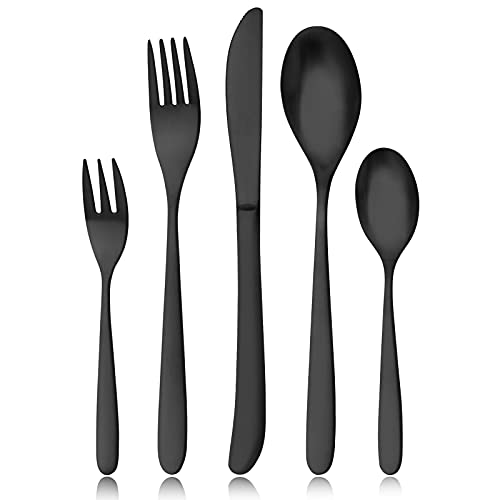 Matt Schwarz Besteck Set 6 Personen, Bettlife Essbesteck 30 teilig, Messer Gabel Löffel Set Service für 6, spülmaschinenfest Matt Schwarz Besteck Set 6 Personen, Bettlife Essbesteck 30 teilig, Messer Gabel Löffel Set Service für 6, spülmaschinenfest von Bettlife