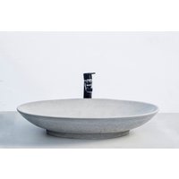 Betonbehälter Waschbecken | Ovales Gefäßwaschbecken Badezimmer Weißer Beton von BettonDesign