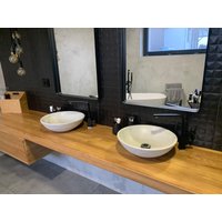 Betongefäß Waschbecken Handgefertigt Weiß Rundes Arbeitsplattenbecken von BettonDesign