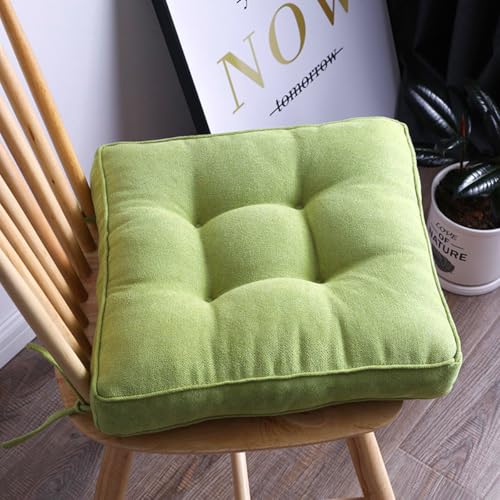2er Set Stuhlkissen mit Bändern, Sitzkissen Boden für Indoor und Outdoor, Waschbare Stuhlauflage für Bank und Stuhl, Bodenkissen für Zuhause Büro Küche Esszimmer,Grün,Quadrat, 40x40cm von Bettschlange