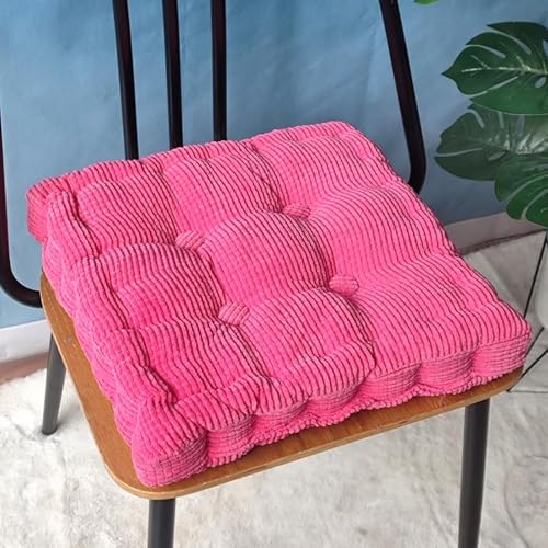 Sitzkissen Outdoor, 2er Set Stuhlkissen 50x50cm, Dicke Bodenkissen, Sitzpolster Outdoor für Bank und Gartenstuhl(Quadrat,Rosarot,50 x 50 cm) von Bettschlange
