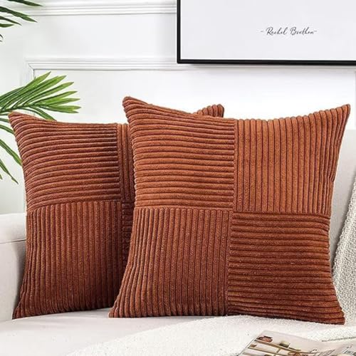 Bettschlange Kissenbezug 50 x 50 cm, 2er Set Kordsamt Kissenbezüge, Kissenhülle Dekokissenbezug Zierkissenbezug Dekokissen Sofakissen für Sofa Schlafzimmer Wohnzimmer Balkon Sessel,Rotbraun Bettschlange Kissenbezug 50 x 50 cm, 2er Set Kordsamt Kissenbezüge, Kissenhülle Dekokissenbezug Zierkissenbezug Dekokissen Sofakissen für Sofa Schlafzimmer Wohnzimmer Balkon Sessel,Rotbraun von Bettschlange