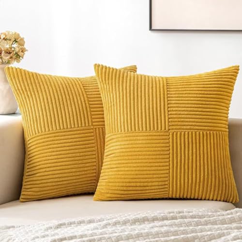 Bettschlange Kissenbezug 60 x 60 cm, 2er Set Kordsamt Kissenbezüge, Kissenhülle Dekokissenbezug Zierkissenbezug Dekokissen Sofakissen für Sofa Schlafzimmer Wohnzimmer Balkon Sessel,Helles Gelb Bettschlange Kissenbezug 60 x 60 cm, 2er Set Kordsamt Kissenbezüge, Kissenhülle Dekokissenbezug Zierkissenbezug Dekokissen Sofakissen für Sofa Schlafzimmer Wohnzimmer Balkon Sessel,Helles Gelb von Bettschlange