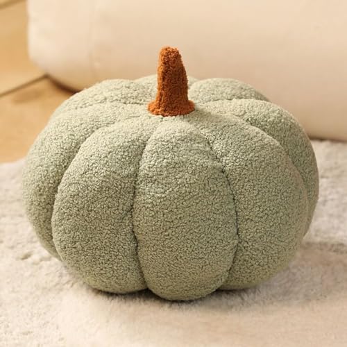 Bettschlange Kürbis Kissen, 3D Kürbis Deko, Halloween Plüsch Kürbis Kissen Gemütliche Herbst Gefüllte Zierkissen für Erntedankfest Weihnachten Schlafzimmer, Stuffed Plush, Hellgrün, 20cm von Bettschlange