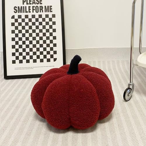 Bettschlange Kürbis Kissen, 3D Kürbis Deko, Halloween Plüsch Kürbis Kissen Gemütliche Herbst Gefüllte Zierkissen für Erntedankfest Weihnachten Schlafzimmer, Stuffed Plush, Vintage Rot, 20cm von Bettschlange