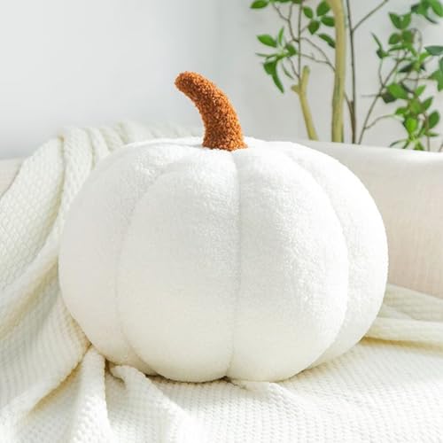 Bettschlange Kürbis Kissen, 3D Kürbis Deko, Halloween Plüsch Kürbis Kissen Gemütliche Herbst Gefüllte Zierkissen für Erntedankfest Weihnachten Schlafzimmer, Stuffed Plush, Weiß, 30cm Bettschlange Kürbis Kissen, 3D Kürbis Deko, Halloween Plüsch Kürbis Kissen Gemütliche Herbst Gefüllte Zierkissen für Erntedankfest Weihnachten Schlafzimmer, Stuffed Plush, Weiß, 30cm von Bettschlange