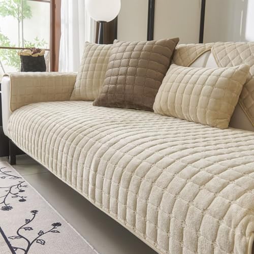 Bettschlange Sofa Überzug L Form, Sofadecken für Sitzfläche, Couch Überzug 1 2 3 4 Sitzer Sofabezug, Sofaschoner rutschfest,Universelle Sofaüberwurf,Ecksofa(F-Beige Kamel,70x70cm von Bettschlange