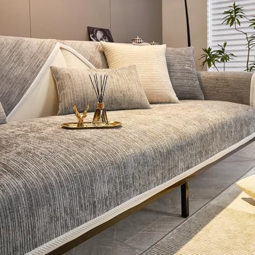 Sofa Überzug, Couch Überzug L Form 1/2/3/4 Sitzer, Sofa Cover Sofabezug Ecksofa rutschfeste Sofaschoner, Sofadecken für Sitzfläche, Universelle Sofa Überwurf,Hellgrau,70 x 210 cm von Bettschlange