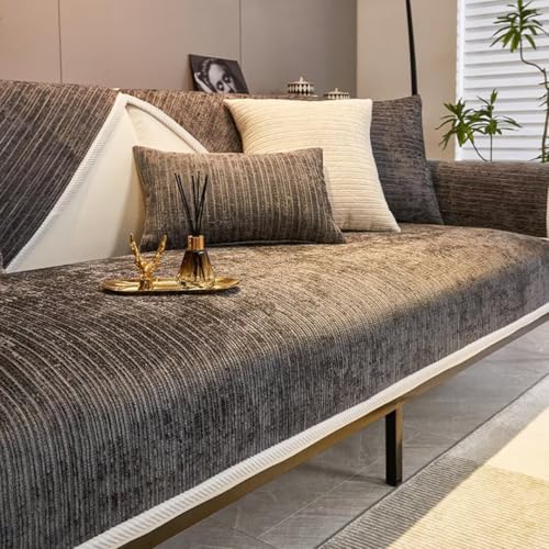 Sofa Überzug, Couch Überzug L Form 1/2/3/4 Sitzer, Sofa Cover Sofabezug Ecksofa rutschfeste Sofaschoner, Sofadecken für Sitzfläche, Universelle Sofa Überwurf,Grau,70 x 210 cm von Bettschlange
