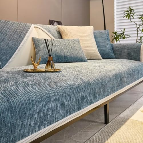 Sofa Überzug, Couch Überzug L Form 1/2/3/4 Sitzer, Sofa Cover Sofabezug Ecksofa rutschfeste Sofaschoner, Sofadecken für Sitzfläche, Universelle Sofa Überwurf,Blau,90 x 180 cm von Bettschlange