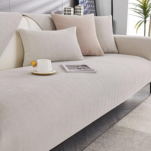 Bettschlange Sofaschoner rutschfest - Sofa Überzug L Form 1/2/3/4 Sitzer, Sofaschoner Couch Überzug, Sofa Überwurf, Beige,110x180cm von Bettschlange