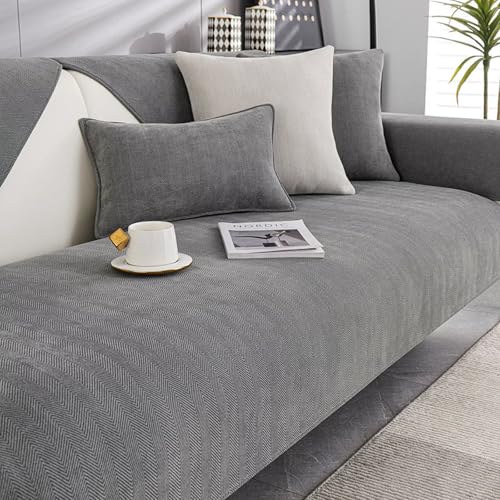 Bettschlange Sofaschoner rutschfest - Sofa Überzug L Form 1/2/3/4 Sitzer, Sofaschoner Couch Überzug, Sofa Überwurf, Grau,90x160cm von Bettschlange