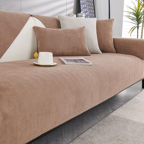 Bettschlange Sofaschoner rutschfest - Sofa Überzug L Form 1/2/3/4 Sitzer, Sofaschoner Couch Überzug, Sofa Überwurf, Kaffeemilch,70x210cm von Bettschlange