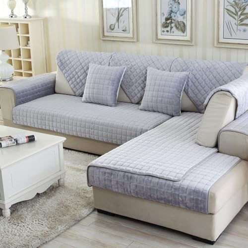 Bettschlange Sofa Überzug L Form, Sofadecken für Sitzfläche, Couch Überzug 1 2 3 4 Sitzer Sofabezug, Sofaschoner rutschfest,Universelle Sofaüberwurf,Ecksofa(F-Hellgrau,70x70cm von Bettschlange