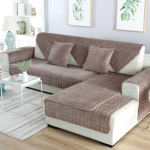 Bettschlange Sofa Überzug L Form, Sofadecken für Sitzfläche, Couch Überzug 1 2 3 4 Sitzer Sofabezug, Sofaschoner rutschfest,Universelle Sofaüberwurf,Ecksofa(F-Kaffee,110x210cm von Bettschlange