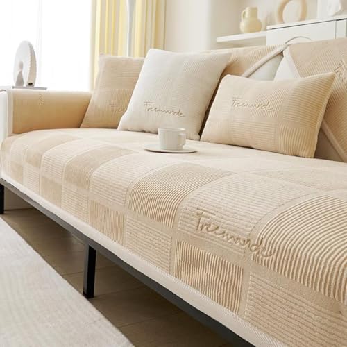 Couch Überzug, Sofa Überzug 1 2 3 4 Sitzer, Sofaschoner rutschfest, L Form Sofaüberwurf, Sofadecken für Sitzfläche, Universelle Sofadecke Überwurf, Sofabezug Ecksofa,Helles Curry,90x70cm von Bettschlange