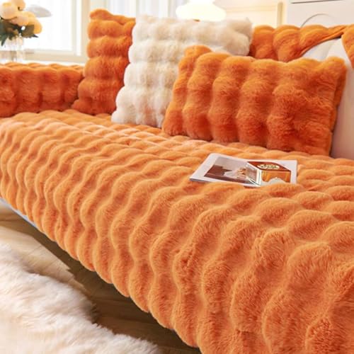 Kaninchen Plüsch Sofabezug L Form 1 2 3 4 Sitzer, Sofa Überzug Ecksofa U Form, 2023 Neue Universelle rutschfeste Sofaschoner, Superweiche SofaÜberwurf aus Kunstpelz für Wohnzimmer von Bettschlange