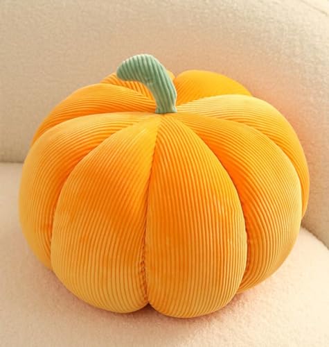 Kürbis Kissen, 3D Kürbis Deko, Halloween Plüsch Kürbis Kissen Gemütliche Herbst Gefüllte Zierkissen für Erntedankfest Weihnachten Schlafzimmer, Stuffed Plush, Orange, 35cm von Bettschlange