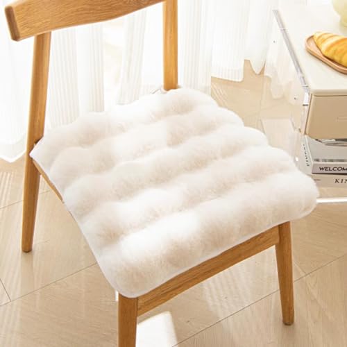 Sitzkissen, 4er Set Stuhlkissen 40x40cm mit Bändern, Plüsch Komfort Sitzpolster Büro Lazy Warm Stuhlauflage, Auflagen für Stühle für Kleine Stühle Zuhause, Küche, Büro,Weiß von Bettschlange