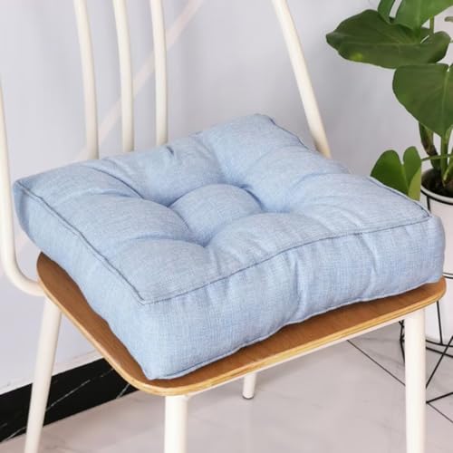 Sitzkissen Stuhlkissen 40x40x9cm für Indoor und Outdoor aus Baumwolle Dicke Polsterung Steppkissen/Bodenkissen, Stuhl Sitzpolster Passt für Haus, Garten, Büro und Autositze,Hellblau von Bettschlange