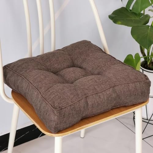 Sitzkissen Stuhlkissen 45x45x9cm für Indoor und Outdoor aus Baumwolle Dicke Polsterung Steppkissen/Bodenkissen, Stuhl Sitzpolster Passt für Haus, Garten, Büro und Autositze,Curry dunkel von Bettschlange