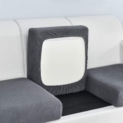 Sofa Sitzkissenbezug, Sofa Überzug Stretch, Sofakissen Schonbezüge Ersatz, Husse Überzug Bezug Für Sofa Sitzkissen, Couch mit Elastischem Boden, rutschfest Stoff Tartan (Dunkelgrau,1-Sitzer) von Bettschlange