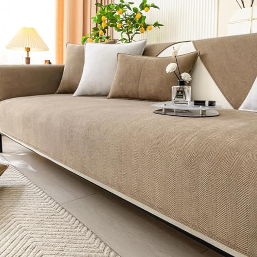 Sofabezug Ecksofa L Form, Couch Überzug U Form, 1 2 3 4 Sitzer Sofa Überzug us Chenille-Stoff mit Fischgrätenmuster, Sofaüberwurf Sofaschoner rutschfest, Pets Dog Sofa Überwurf Sofaschutz von Bettschlange