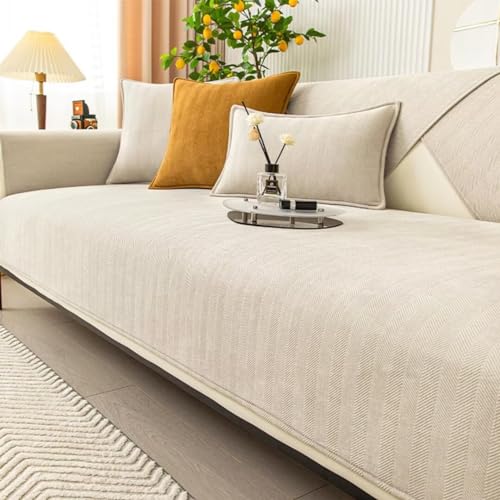 Sofabezug Ecksofa L Form, Couch Überzug U Form, 1 2 3 4 Sitzer Sofa Überzug us Chenille-Stoff mit Fischgrätenmuster, Sofaüberwurf Sofaschoner rutschfest, Pets Dog Sofa Überwurf Sofaschutz von Bettschlange