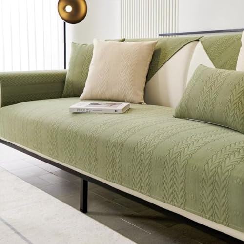 Sofabezug Ecksofa L Form, Couch Überzug U Form, 1 2 3 4 Sitzer Sofa Überzug us Chenille-Stoff mit Fischgrätenmuster, Sofaüberwurf Sofaschoner rutschfest, Pets Dog Sofa Überwurf Sofaschutz von Bettschlange