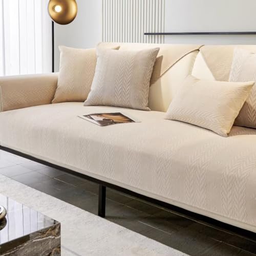 Sofabezug Ecksofa L Form, Couch Überzug U Form, 1 2 3 4 Sitzer Sofa Überzug us Chenille-Stoff mit Fischgrätenmuster, Sofaüberwurf Sofaschoner rutschfest, Pets Dog Sofa Überwurf Sofaschutz von Bettschlange