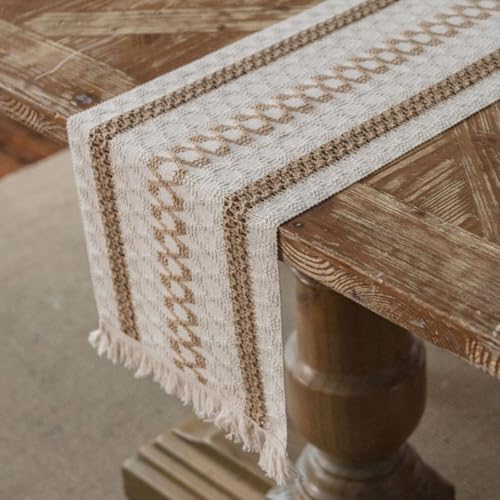 Tischläufer Modern Boho Beige Table Runner Landhausstil Läufer Tisch mit Quasten, Waschbar Tischdecke für Outdoor Hochzeit Dekoration Küche Tabletop Party Dekor,30x180cm Tischläufer Modern Boho Beige Table Runner Landhausstil Läufer Tisch mit Quasten, Waschbar Tischdecke für Outdoor Hochzeit Dekoration Küche Tabletop Party Dekor,30x180cm von Bettschlange
