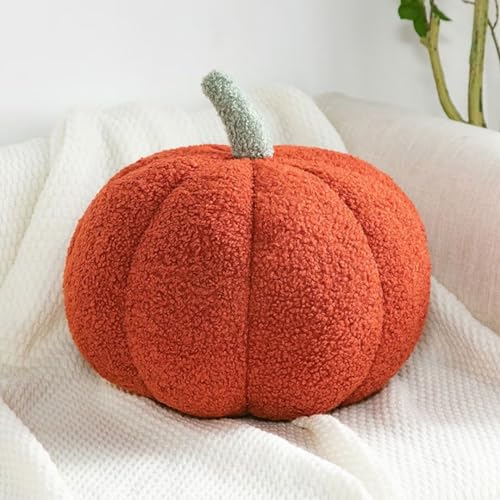 Bettschlange Kürbis Kissen, 3D Kürbis Deko, Halloween Plüsch Kürbis Kissen Gemütliche Herbst Gefüllte Zierkissen für Erntedankfest Weihnachten Schlafzimmer, Stuffed Plush, Rot, 20cm von Bettschlange