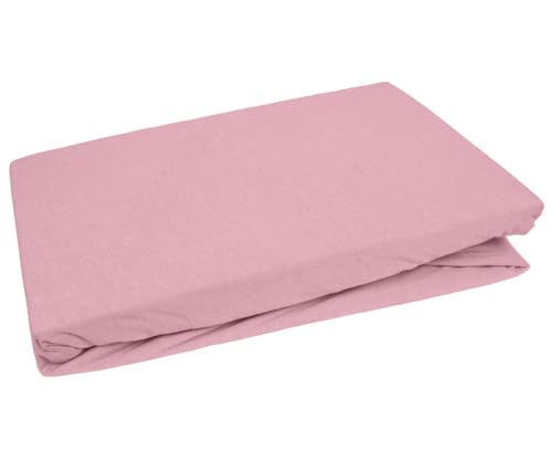 Bettwaesche-mit-Stil Familienbett Spannbettlaken Jersey Spannlaken Spannbetttuch (270x200-280x200 cm, Matraztenhöhe bis 30cm, Kreide Rosa) Gewicht: 180g/m² ; 90% Baumwolle 10% Elasthan von Bettwaesche-mit-Stil