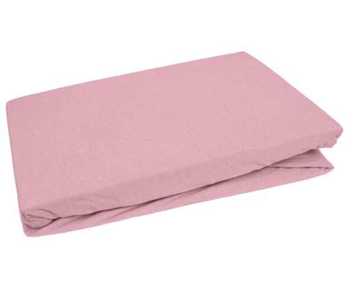 Bettwaesche-mit-Stil Jersey Spannbettlaken (Kreide rosa, 180x200 cm - 200x200 cm, Matratzenhöhe bis 25cm) viele Farben & Größen von Bettwaesche-mit-Stil