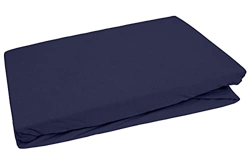 Bettwaesche-mit-Stil Jersey Spannbettlaken (dunkelblau, 140x200 cm - 160x200 cm, Matratzenhöhe bis 35cm) viele Farben & Größen von Bettwaesche-mit-Stil