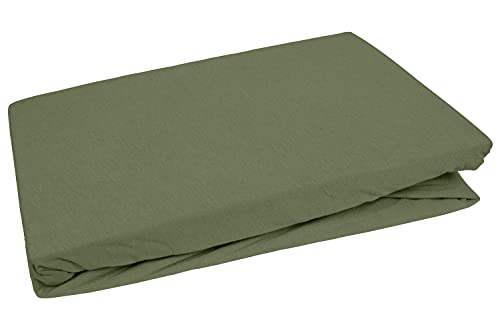 Bettwaesche-mit-Stil Jersey Spannbettlaken (dunkelgrün, 180x200 cm - 200x200 cm, Matratzenhöhe bis 25cm) viele Farben & Größen von Bettwaesche-mit-Stil