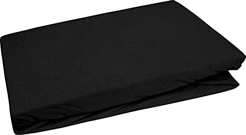 Bettwaesche-mit-Stil Jersey Spannbettlaken (schwarz, 140x200 cm - 160x200 cm, Matratzenhöhe bis 25cm) viele Farben & Größen von Bettwaesche-mit-Stil
