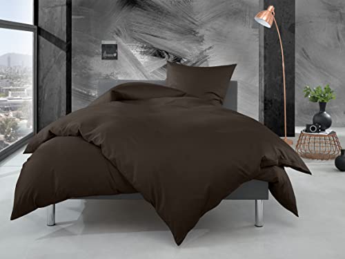 Bettwaesche-mit-Stil Mako Perkal Bettwäsche Uni einfarbig Espresso braun (Kissenbezug 40x80 cm) von Bettwaesche-mit-Stil
