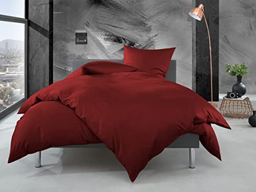 Bettwaesche-mit-Stil Mako Perkal Bettwäsche Uni einfarbig rot (Kissenbezug 40x80 cm) von Bettwaesche-mit-Stil