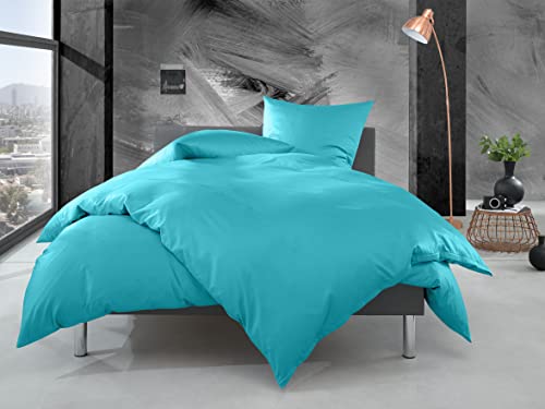 Bettwaesche-mit-Stil Mako Perkal Bettwäsche Uni einfarbig türkis (Kissenbezug 40x80 cm) von Bettwaesche-mit-Stil