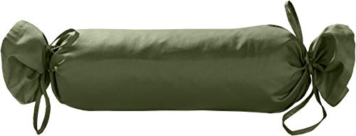 Bettwaesche-mit-Stil Mako Satin Baumwoll Nackenrollen Bezug 15x40 - Nackenrollenbezug aus 100% Baumwolle - Nackenrolle Überzug einfarbig Dunkelgrün - Made in EU von Bettwaesche-mit-Stil