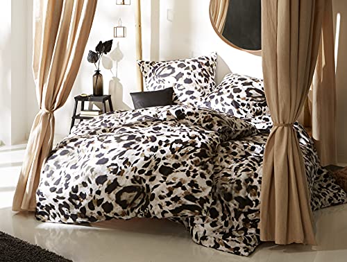 Bettwaesche-mit-Stil Mako Satin Bettwäsche Leopard weiß (Garnitur 140x200 + 70x90 cm) von Bettwaesche-mit-Stil