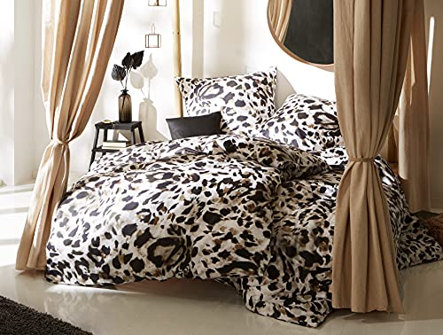 Bettwaesche-mit-Stil Mako Satin Bettwäsche Leopard weiß (Kissenbezug 40x80 cm) von Bettwaesche-mit-Stil