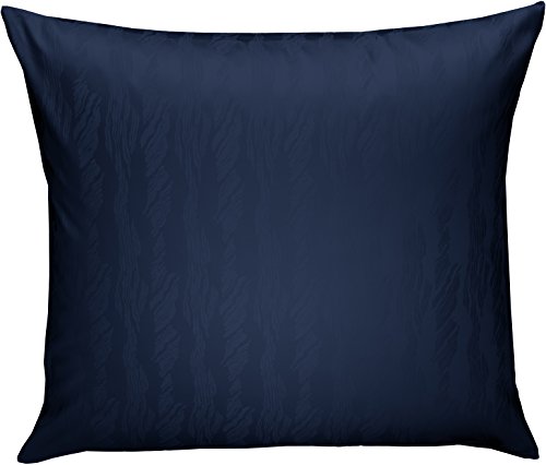 Bettwaesche-mit-Stil Mako Satin Damast Kissenbezug Waves Dunkel Blau (40 cm x 40 cm) von Bettwaesche-mit-Stil