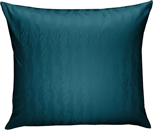 Bettwaesche-mit-Stil Mako Satin Damast Kissenbezug Waves Petrol Blau (40 cm x 40 cm) von Bettwaesche-mit-Stil