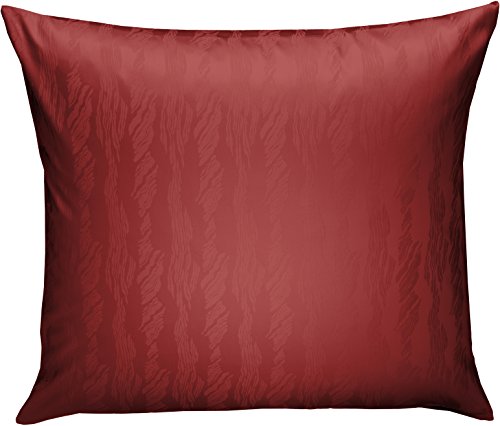 Bettwaesche-mit-Stil Mako Satin Damast Kissenbezug Waves Rot (40 cm x 40 cm) von Bettwaesche-mit-Stil